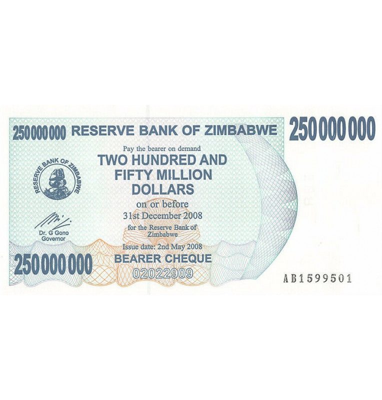 Zimbabue 250.000.000  Dólares  2008  Pick 59